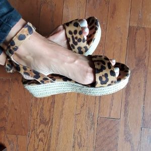 Animal print cheetah wedges sandles